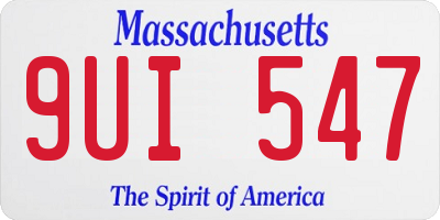 MA license plate 9UI547