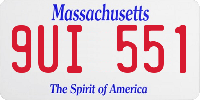 MA license plate 9UI551