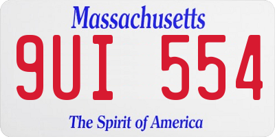 MA license plate 9UI554