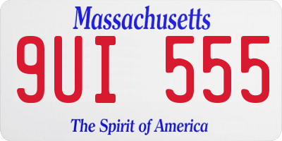 MA license plate 9UI555