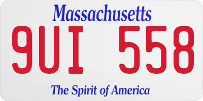 MA license plate 9UI558