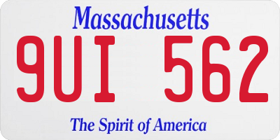 MA license plate 9UI562