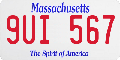 MA license plate 9UI567