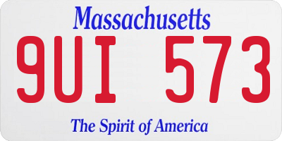 MA license plate 9UI573