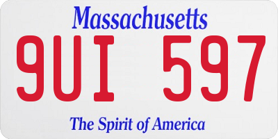 MA license plate 9UI597