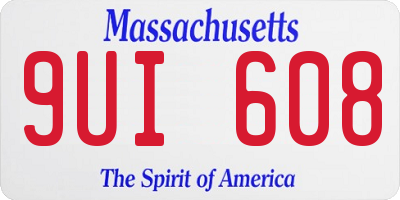 MA license plate 9UI608