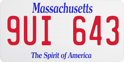 MA license plate 9UI643