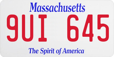 MA license plate 9UI645