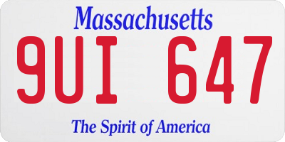 MA license plate 9UI647