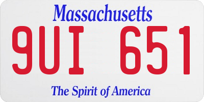 MA license plate 9UI651