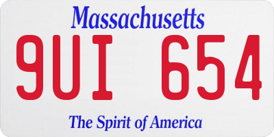 MA license plate 9UI654