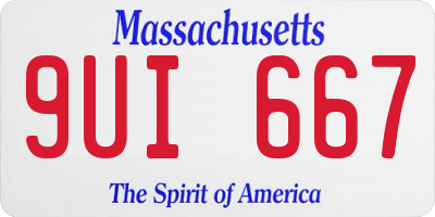 MA license plate 9UI667