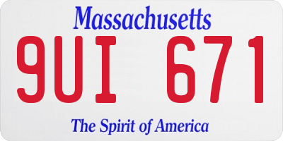 MA license plate 9UI671