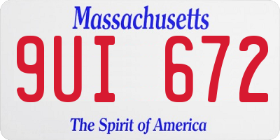 MA license plate 9UI672
