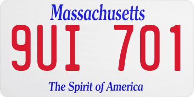MA license plate 9UI701