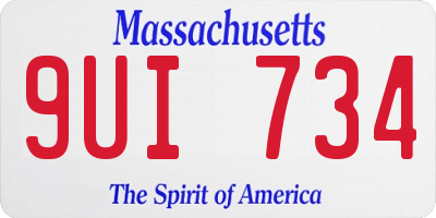 MA license plate 9UI734