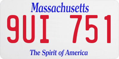 MA license plate 9UI751