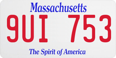 MA license plate 9UI753