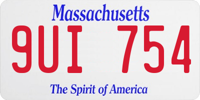 MA license plate 9UI754