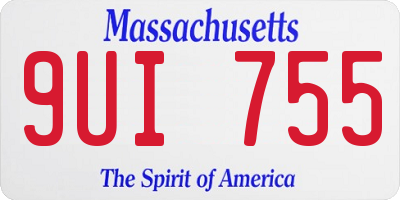 MA license plate 9UI755