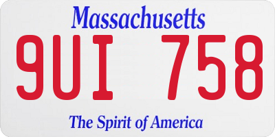 MA license plate 9UI758