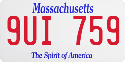 MA license plate 9UI759