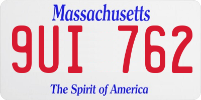 MA license plate 9UI762