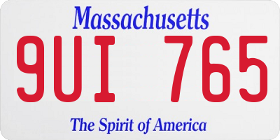 MA license plate 9UI765