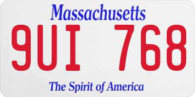 MA license plate 9UI768