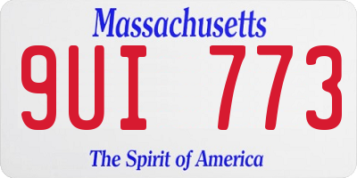 MA license plate 9UI773