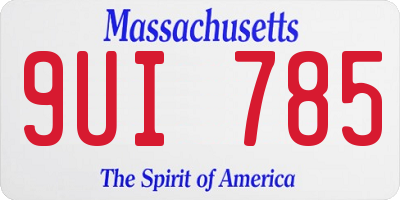 MA license plate 9UI785