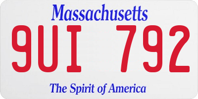 MA license plate 9UI792
