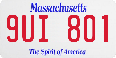 MA license plate 9UI801