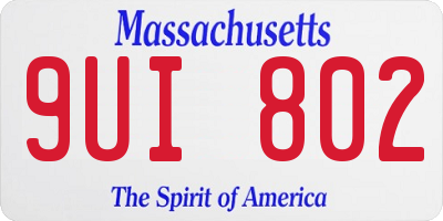 MA license plate 9UI802