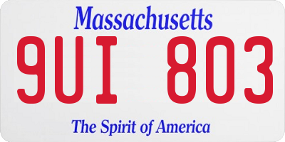 MA license plate 9UI803