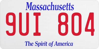 MA license plate 9UI804
