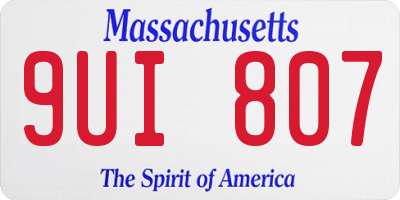 MA license plate 9UI807