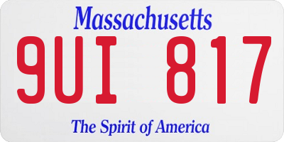 MA license plate 9UI817
