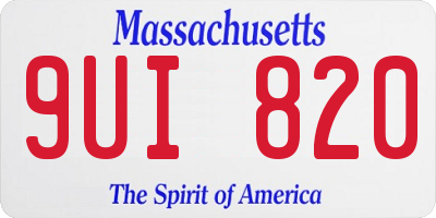 MA license plate 9UI820