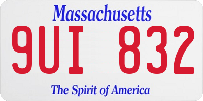 MA license plate 9UI832