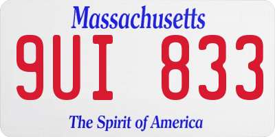 MA license plate 9UI833
