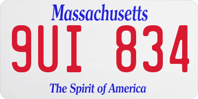 MA license plate 9UI834