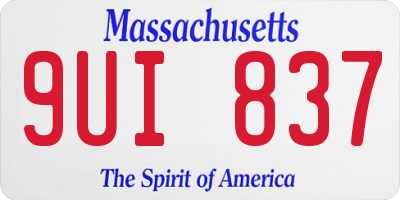 MA license plate 9UI837