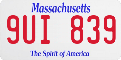 MA license plate 9UI839