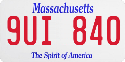 MA license plate 9UI840