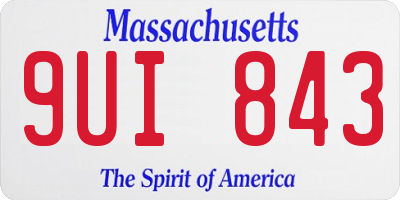 MA license plate 9UI843