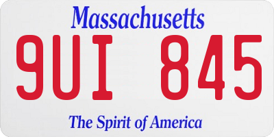 MA license plate 9UI845