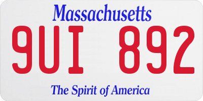 MA license plate 9UI892