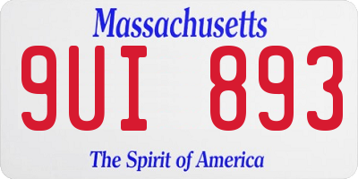 MA license plate 9UI893