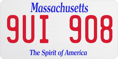 MA license plate 9UI908